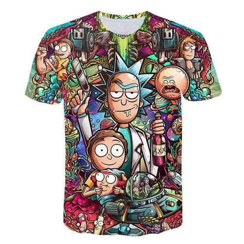 Rick y Morty de Jm2 Art 3D Camiseta Hombre camiseta verano Anime Camisetas Camiseta de manga corta cuello redondo Tops gota nave