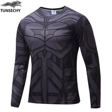 TUNSECHY nueva Marvel Super Heroes Avenger Batman camiseta hombres compresión Base capa de manga larga térmica bajo la parte superior Fitness
