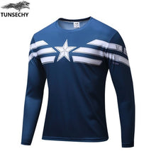 TUNSECHY nueva Marvel Super Heroes Avenger Batman camiseta hombres compresión Base capa de manga larga térmica bajo la parte superior Fitness