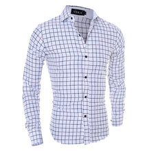 Zogaa 2019 camisas de hombre de manga larga de algodón de negocios Casual Camisa de trabajo de oficina camisas hombres camisa a cuadros cuello Slim Fit ropa top