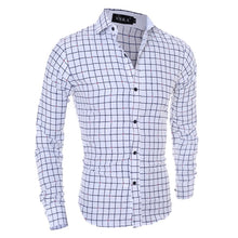 Zogaa 2019 camisas de hombre de manga larga de algodón de negocios Casual Camisa de trabajo de oficina camisas hombres camisa a cuadros cuello Slim Fit ropa top