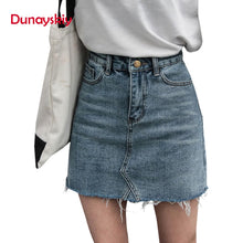 Duanyskiy Women Summer Black Blue Solid Casual High Waist Pencil Denim Skirts