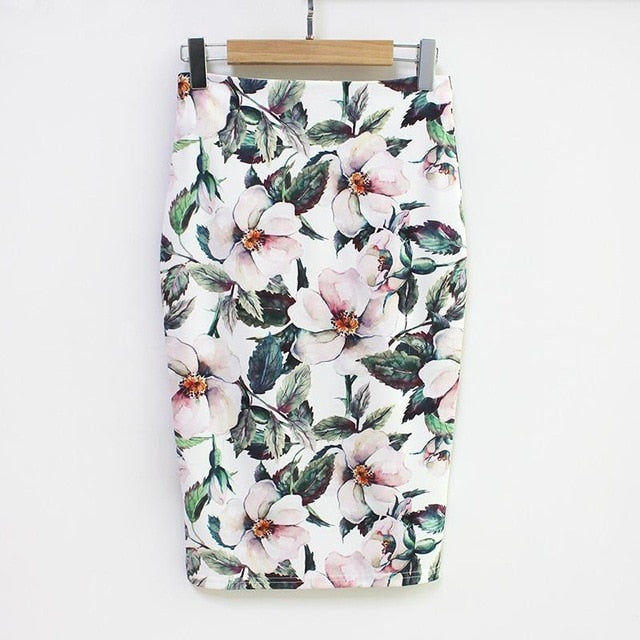 Pencil Skirt Women High Waist Green Skirts Vintage Elegant